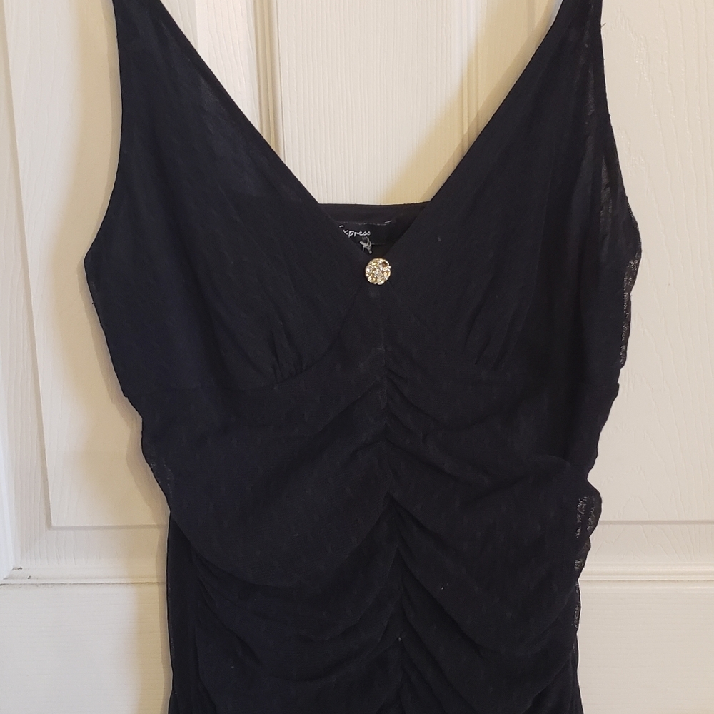 Express V-Neck Black Tank with Diamond accent